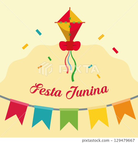 Festa Junina kite celebration. Vector Festa Junina kite celebration. Vector 129479667