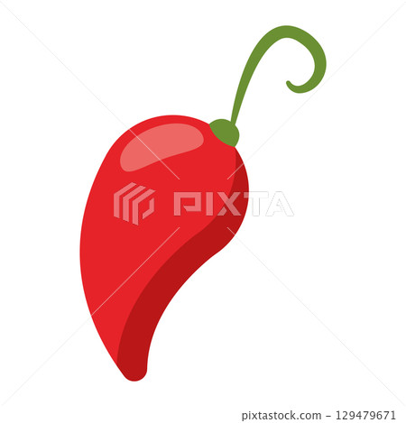 Red chili pepper with stem. Vector 129479671