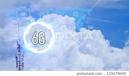 6G technology concept that makes global communication faster 6G technology concept that makes global communication faster 129479698