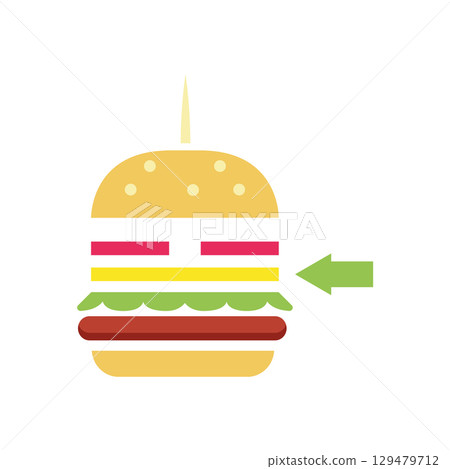 Burger order icon arrow. Vector 129479712