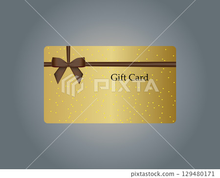 Golden Gift Card with Ribbon Design on Elegant Background. Golden Gift Card with Ribbon Design on Elegant Background. 129480171