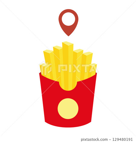 French fries location icon. Vector 129480191