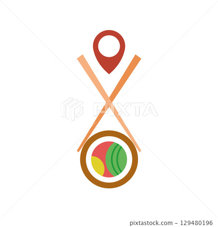 Colorful sushi with sticks. Vector Colorful sushi with sticks. Vector 129480196