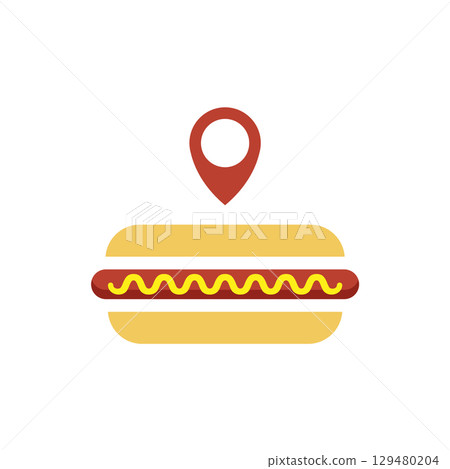 Hotdog location symbol. Vector Hotdog location symbol. Vector 129480204