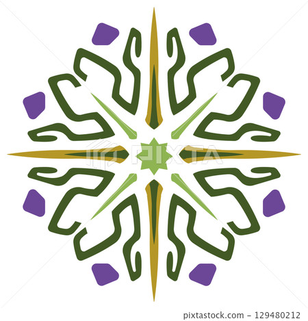 Green star floral pattern. Vector Green star floral pattern. Vector 129480212