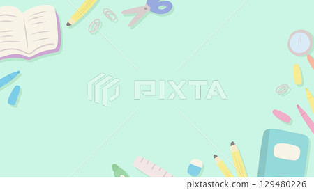 學校用品柔和的色彩背景 129480226