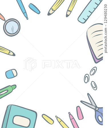 學習工具手繪插畫框架 129480230