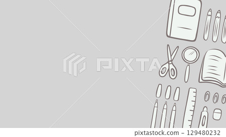 辦公用品單色插畫框架 129480232