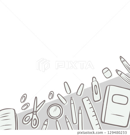 Stationery monochrome illustration frame Stationery monochrome illustration frame 129480233