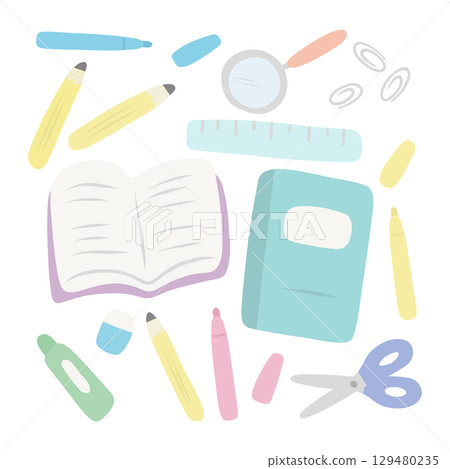 新學期文具手寫插圖集 129480235
