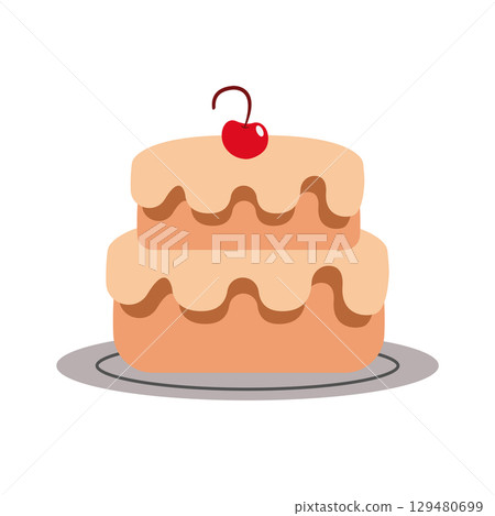 Two layer birthday cake. Vector 129480699