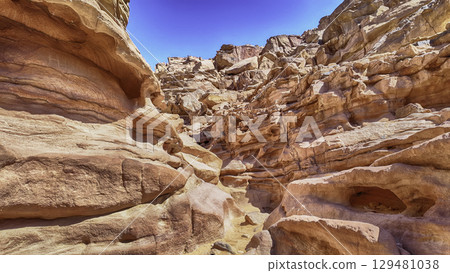 Scenic canyon landscape in the desert of South Sinai, Egypt Scenic canyon landscape in the desert of South Sinai, Egypt 129481038