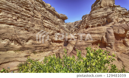 Scenic canyon landscape in the desert of South Sinai, Egypt Scenic canyon landscape in the desert of South Sinai, Egypt 129481039
