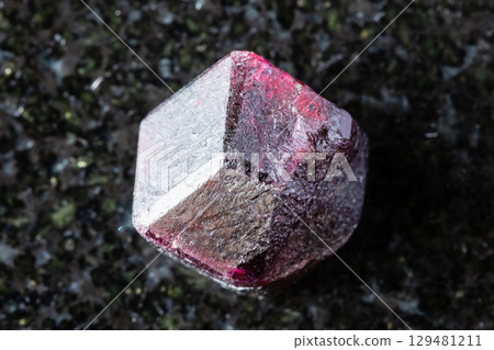 unpolished rhodolite pyrope crystal on black 129481211