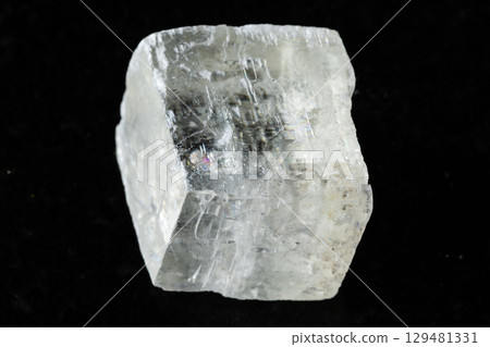 sample of rough optical calcite mineral on black sample of rough optical calcite mineral on black 129481331