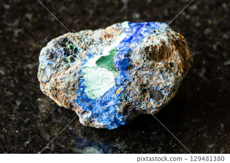 sample of rough azurite, malachite rock on black sample of rough azurite, malachite rock on black 129481380