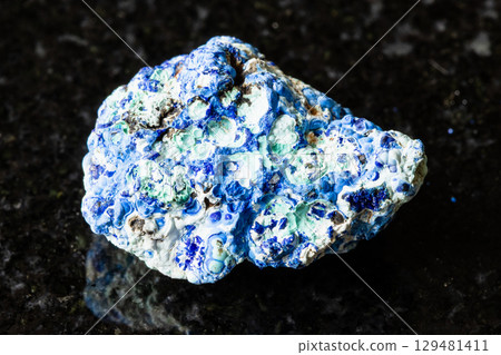 sample of rough azurite and gibbsite rock on black sample of rough azurite and gibbsite rock on black 129481411