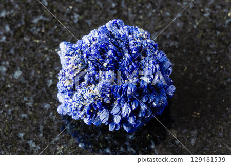 sample of crystalline azurite mineral on black sample of crystalline azurite mineral on black 129481539