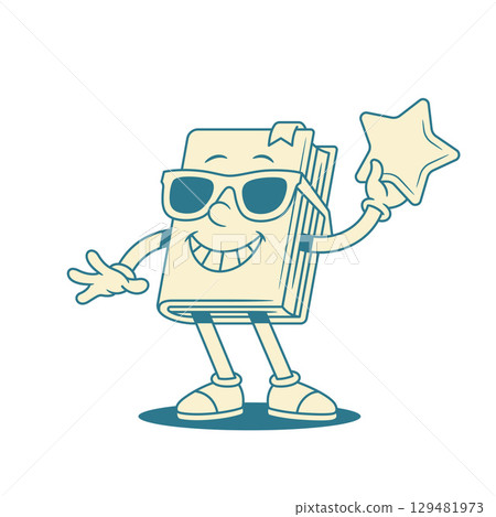 Funky cool childish book cartoon character with star minimalist vector illustration Funky cool childish book cartoon character with star minimalist vector illustration 129481973