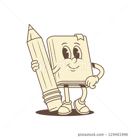 Teeny comic childish book cartoon character with pencil vector illustration Teeny comic childish book cartoon character with pencil vector illustration 129481996