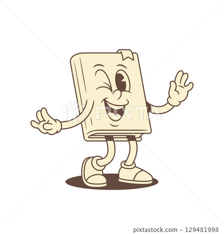 Happy childish book cartoon character wink smiling vector illustration Happy childish book cartoon character wink smiling vector illustration 129481998