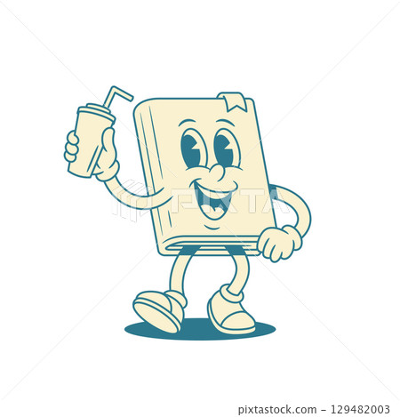 Comic funny childish book cartoon character with soda drink vector Comic funny childish book cartoon character with soda drink vector 129482003