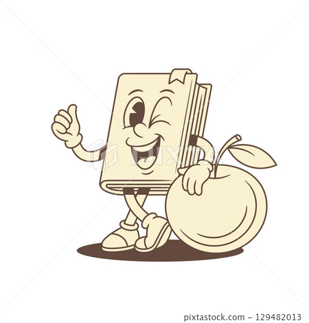 Cute comic childish book cartoon character with apple vector illustration Cute comic childish book cartoon character with apple vector illustration 129482013