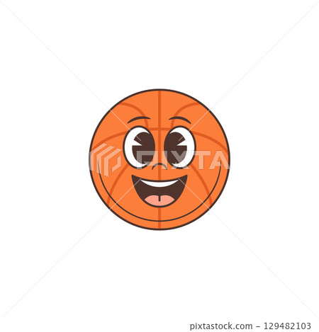 Happy Basketball Emoji Mascot With Big Eyes And Smiling Face For Fun Projects Vector Illustration Happy Basketball Emoji Mascot With Big Eyes And Smiling Face For Fun Projects Vector Illustration 129482103