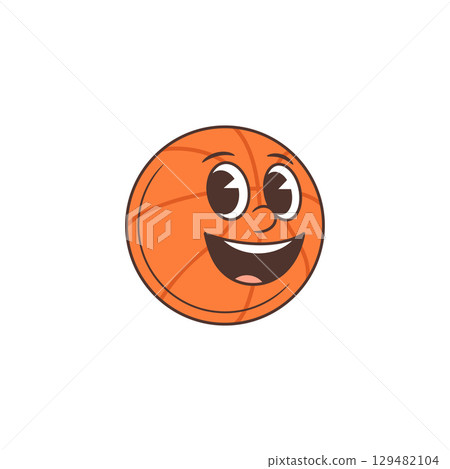 Cheerful Basketball Mascot With Friendly Animated Face Bright Orange Color And Expressive Eyes Vector Illustration Cheerful Basketball Mascot With Friendly Animated Face Bright Orange Color And Expressive Eyes Vector Illustration 129482104