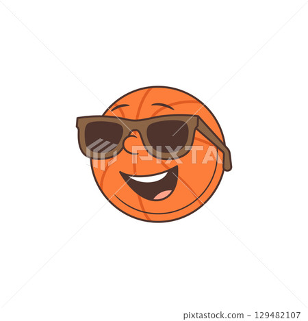 Fun Energetic Basketball Mascot With Sunglasses Playful Cheerful Expression Vector Illustration Fun Energetic Basketball Mascot With Sunglasses Playful Cheerful Expression Vector Illustration 129482107