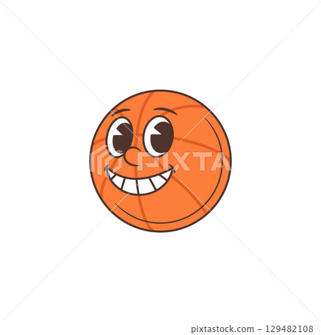 Cute Lively Basketball Mascot With Big Friendly Smile Expressive Eyes Joyful Character Vector Illustration Cute Lively Basketball Mascot With Big Friendly Smile Expressive Eyes Joyful Character Vector Illustration 129482108