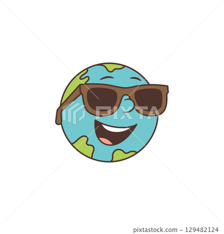 Playful Cartoon Earth Mascot With Cool Sunglasses And Cheerful Expression Friendly Globe Vector Illustration 129482124