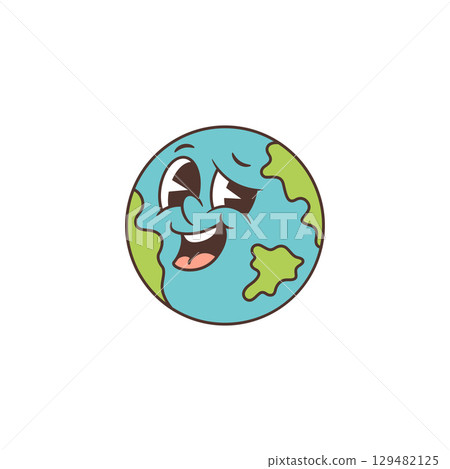 Cheerful Playful Cartoon Earth Mascot With Sparkling Eyes And Friendly Smile Vector Illustration 129482125