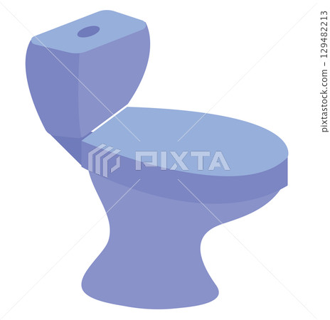 Blue ceramic toilet. Vector illustration. 129482213