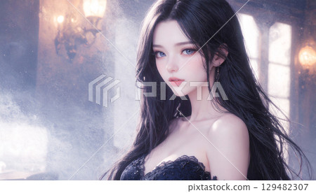 藍眼睛女人 AI 生成素材 129482307