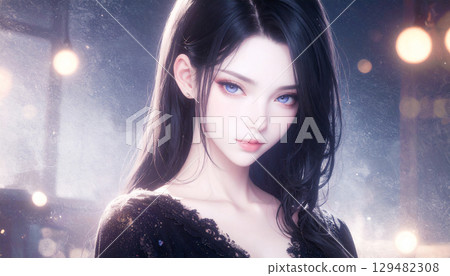 藍眼睛女人 AI 生成素材 129482308
