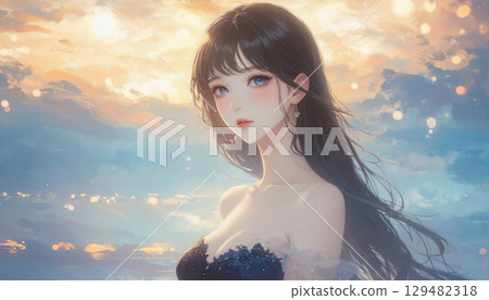 藍眼睛女人 AI 生成素材 129482318