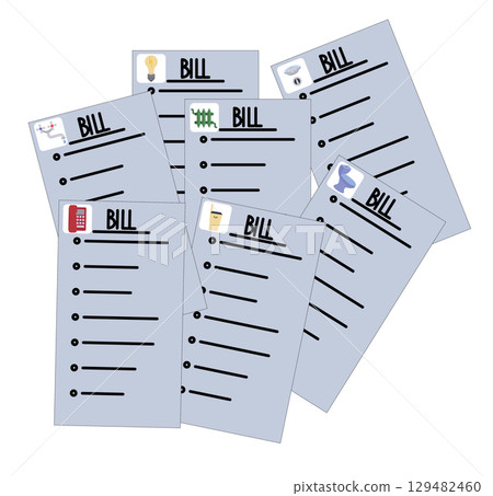 Utility bills. Vector illustration. 129482460