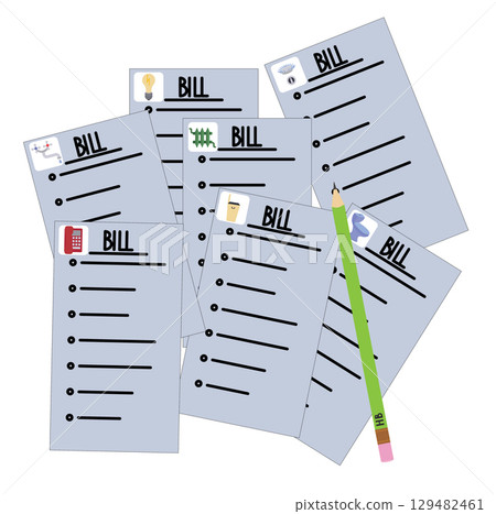 Utility bills. Vector illustration. 129482461