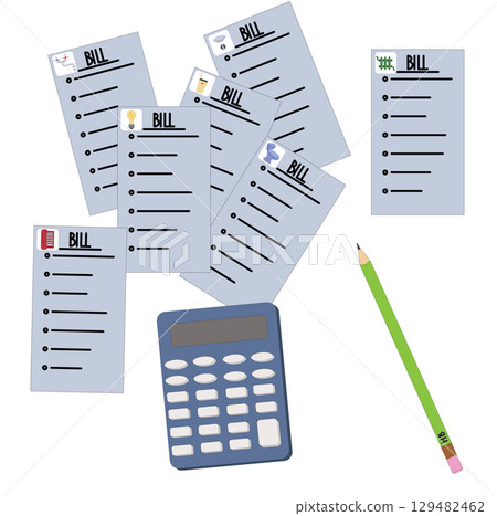 Utility bills. Vector illustration. 129482462