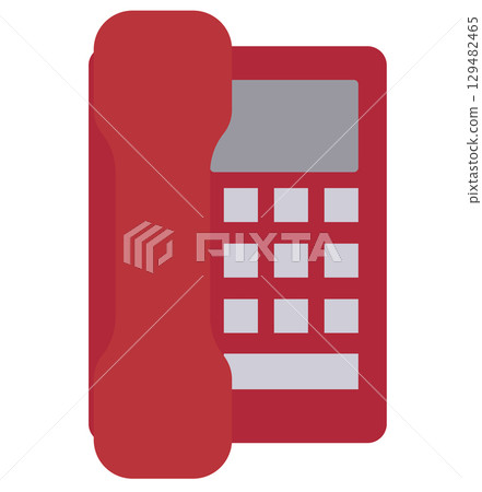 Red retro telephone. Vector illustration. 129482465