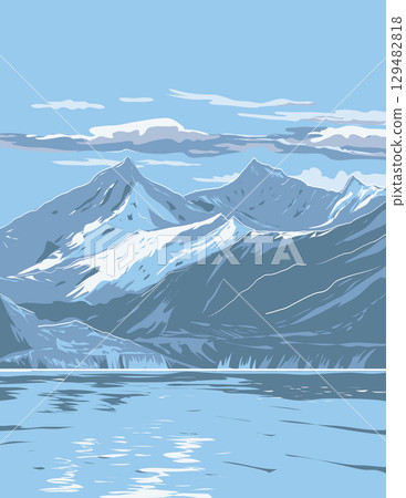 Glacier Bay National Park and Preserve Alaska WPA Ukiyo-e Style 129482818