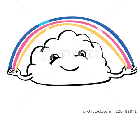 Cartoon Happy Cloud Making Rainbow Drawing Cartoon Happy Cloud Making Rainbow Drawing 129482871