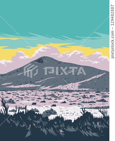 San Gabriel Mountains in Mojave Desert California WPA Poster Art 129482887