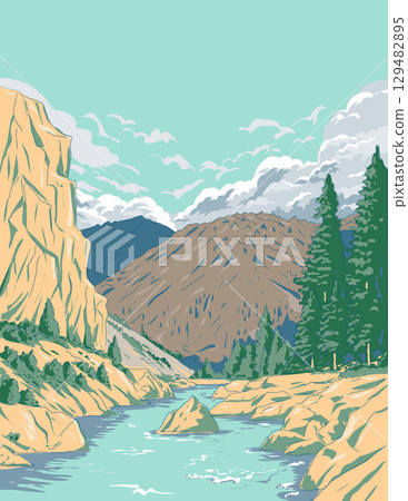 Arkansas River in Browns Canyon National Monument Colorado WPA Ukiyo-e 129482895