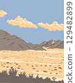 Cave Mountain in Mojave Desert California WPA Poster Art 129482899