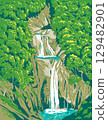 Nanatsugama Falls in Chichibu-Tama-Kai National Park Japan Ukiyo-e Woodblock 129482901