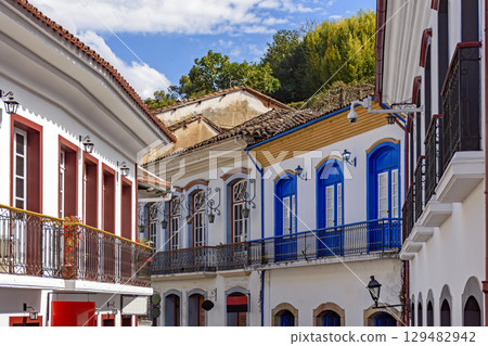 Colonial houses and their balconies Colonial houses and their balconies 129482942