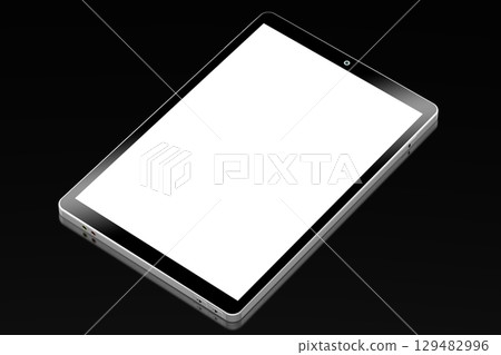 3D brandless tablet with empty screen isolated on black background 3D brandless tablet with empty screen isolated on black background 129482996