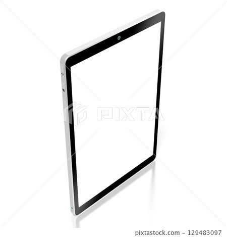 3D brandless tablet with empty screen isolated on white background 129483097